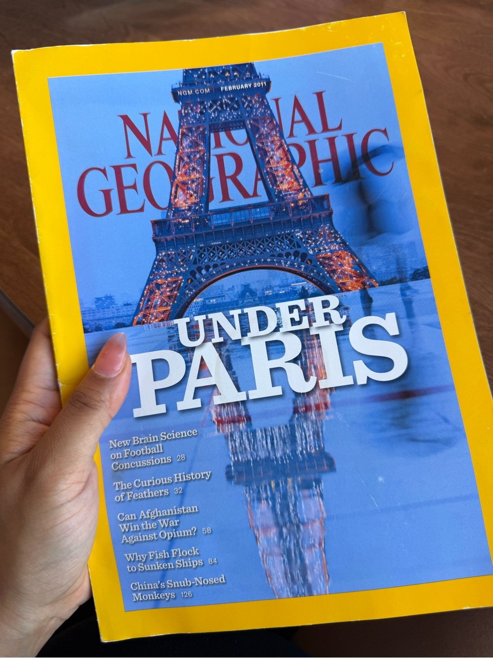 National Geographic Yellow-Edged 'Under Paris' Cover with Blue Artwork 2011